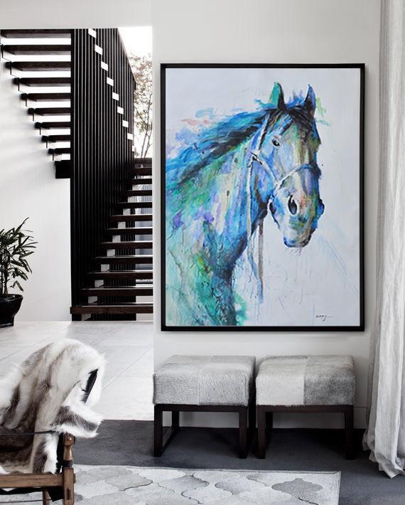 Vertical Abstract Horse Painting #LX59B - Click Image to Close